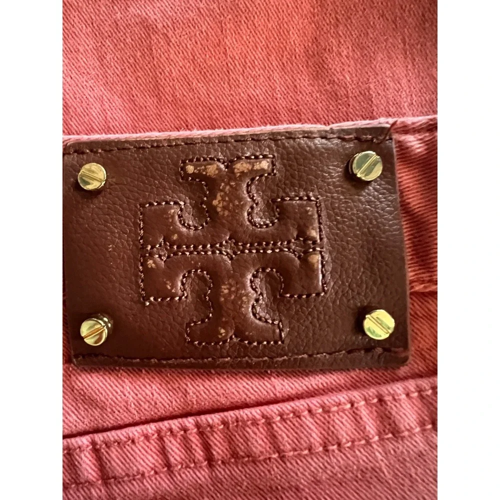Tory‎ Burch Alexa Cropped Skinny Coral Salmon Jeans Women's Size 27